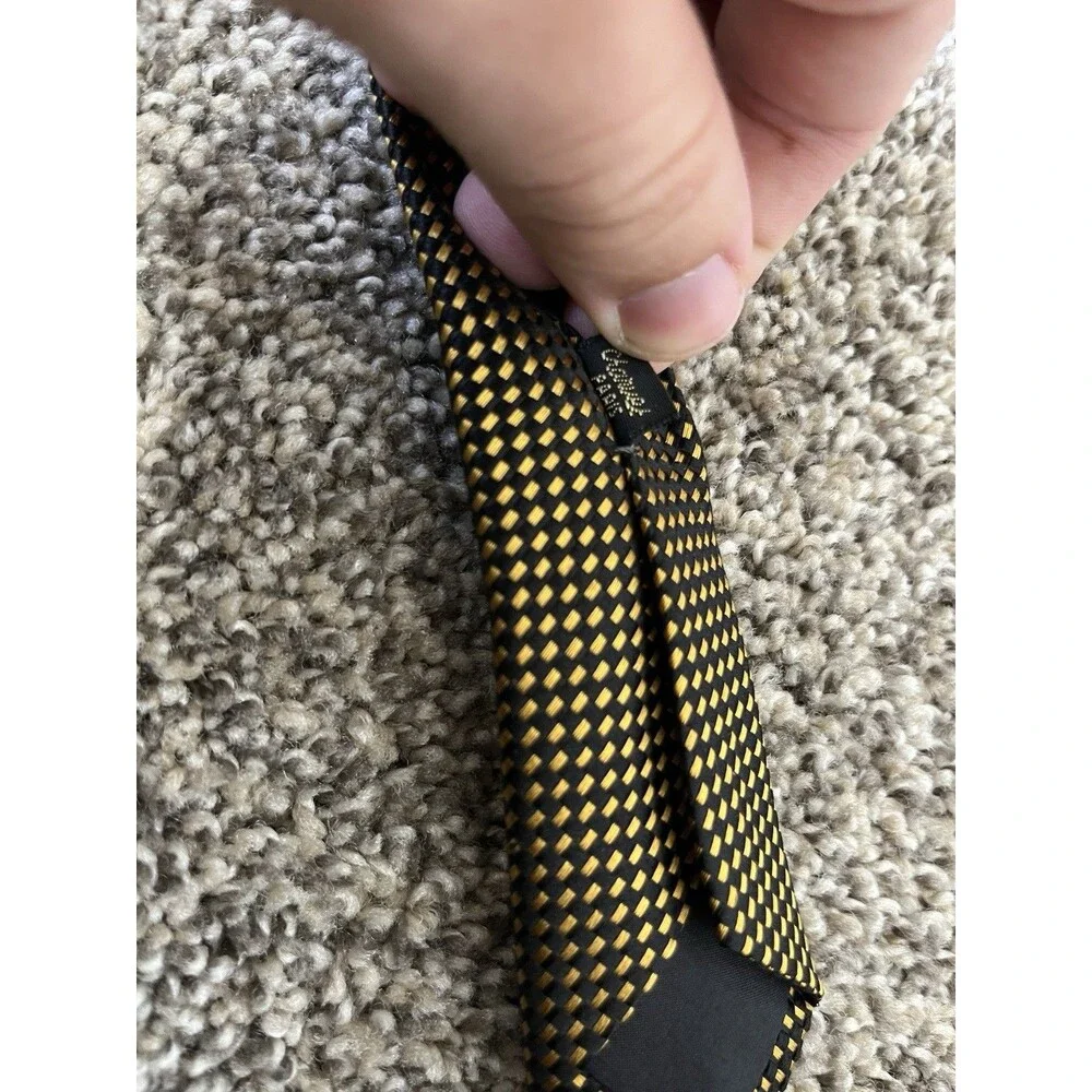 Charvet Place Vendome Yellow Tie - Yellow Black Cherckerboard silk french tie